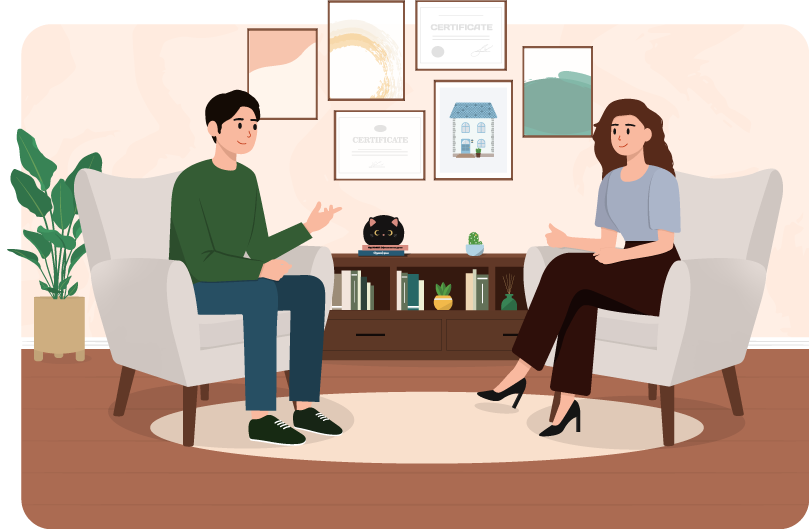 Илюстрация на психологическа консултация за деца и възрастни с Росица Маджурова.